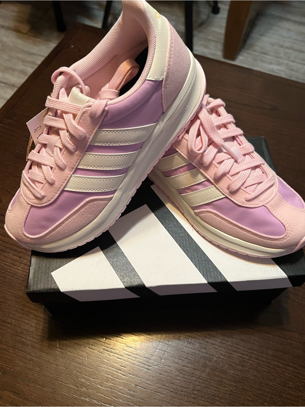 adidas| Run 70 2.0 Pink Sneakers with White Stripes 5Y- 6W